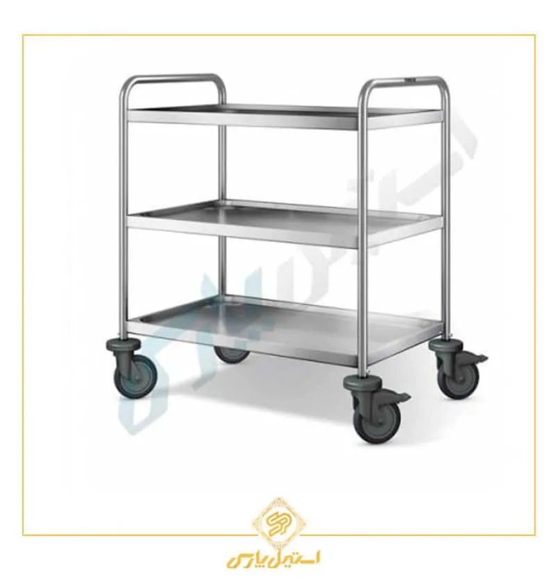 ترولی استیل سه طبقه حمل غذا