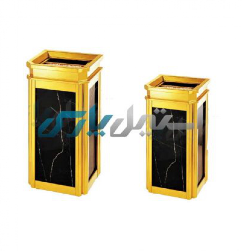 سطل زباله لابی (طلایی-مشکی)