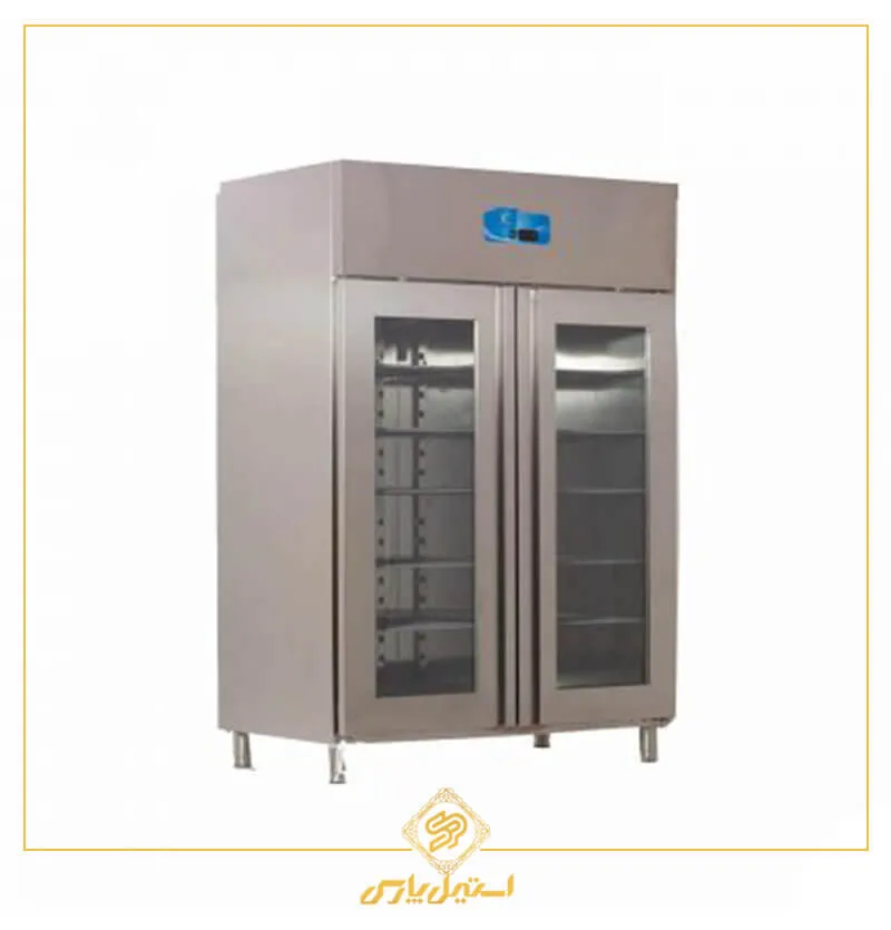 یخچال صنعتی تمام استیل دو درب شیشه ای کینو