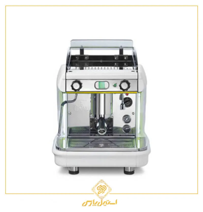 اسپرسوساز رویال تک گروپ نیمه اتومات مدل Royal Synchro T2 با قابلیت Tall Cup سفید زرد
