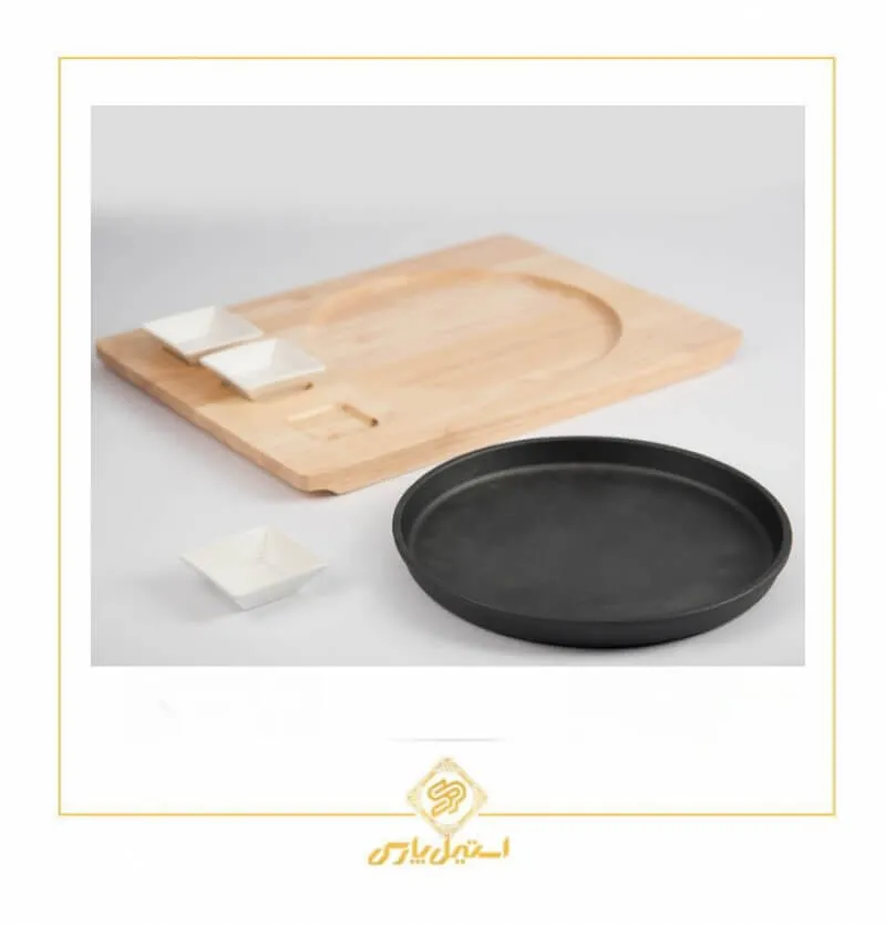 ظرف چدنی گرد به همراه جای سس