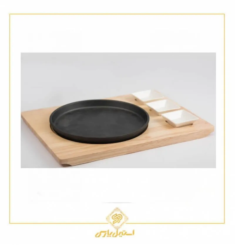 ظرف چدنی گرد به همراه جای سس